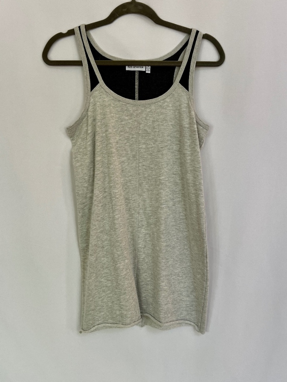 525 America Faux Leather Cotton Tunic /Mini Dress Gray Black Size S